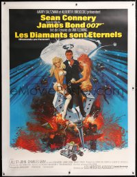6t329 DIAMONDS ARE FOREVER linen French 1p 1971 McGinnis art of Sean Connery as James Bond 007!