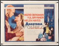 6t006 ANASTASIA linen 1/2sh 1956 great romantic close up of Ingrid Bergman & Yul Brynner!