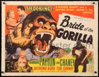 6t007 BRIDE OF THE GORILLA linen 1/2sh 1951 a blonde beauty and a savage beast alone in the jungle!
