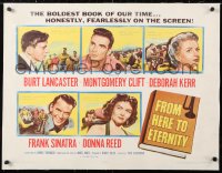 6t011 FROM HERE TO ETERNITY linen 1/2sh 1953 Burt Lancaster, Kerr, Sinatra, Donna Reed, Clift