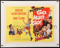6t012 GO MAN GO linen style B 1/2sh 1954 Dane Clark with the Harlem Globetrotters, basketball bio!