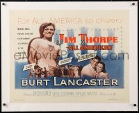 6t017 JIM THORPE ALL AMERICAN linen 1/2sh 1951 Burt Lancaster as the greatest athlete of all time!