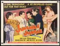 6t018 JUVENILE JUNGLE linen style B 1/2sh 1958 delinquent & a jet propelled gang out for fast kicks!