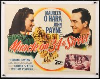 6t019 MIRACLE ON 34th STREET linen 1/2sh 1947 Maureen O'Hara, John Payne, Natalie Wood, Edmund Gwenn