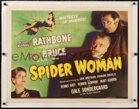6t028 SPIDER WOMAN linen 1/2sh 1944 Basil Rathbone, Nigel Bruce, mistress of murder, ultra rare!