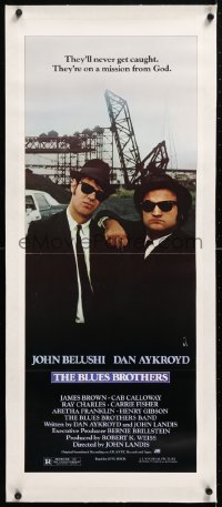 6t034 BLUES BROTHERS linen insert 1980 John Belushi & Dan Aykroyd are on a mission from God!