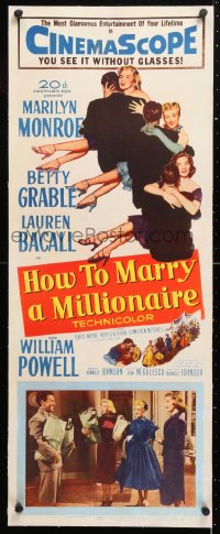 6t041 HOW TO MARRY A MILLIONAIRE linen insert 1953 Marilyn Monroe, Betty Grable & Lauren Bacall!
