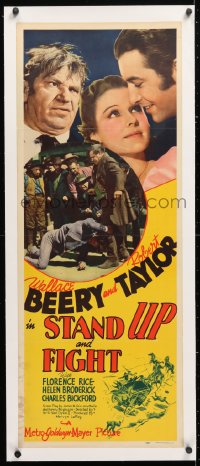 6t050 STAND UP & FIGHT linen insert 1939 Wallace Beery, Robert Taylor, Florence Rice, very rare!
