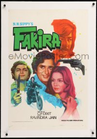 6t248 FAKIRA linen Indian 20x30 1976 Shashi Kapoor, Shabana Azmi, cool cast montage!