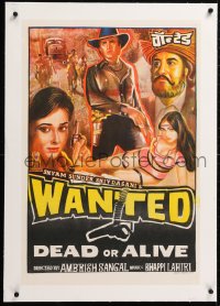 6t251 WANTED DEAD OR ALIVE linen Indian 20x30 1984 cast montage art with sexy half-dressed woman!