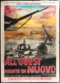 6t262 ALL QUIET ON THE WESTERN FRONT linen Italian 2p R1960s Lewis Milestone WWI classic, different!
