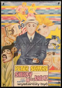 6t291 BEING THERE linen Polish 26x38 1982 colorful art of Peter Sellers by Mucha Ihnatowicz!