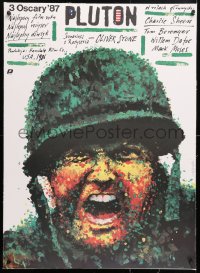 6t295 PLATOON linen Polish 27x37 1988 Oliver Stone, different Pagowski art of Vietnam war soldier!
