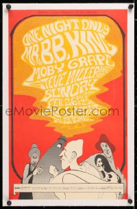 6t064 B.B. KING/MOBY GRAPE/STEVE MILLER BAND linen 14x22 music concert poster 1967 John Myers art!