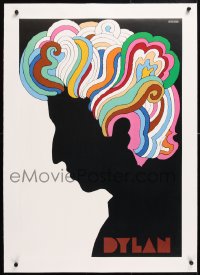 6t066 DYLAN linen 23x33 music album insert 1967 colorful silhouette art of Bob by Milton Glaser!