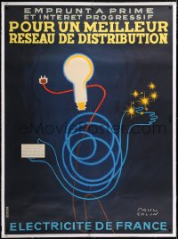 6t151 ELECTRICITE DE FRANCE linen 45x61 French special poster 1948 Paul Colin art of lightbulb!