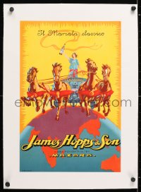 6t186 JAMES HOPPS & SON linen 13x19 Italian advertising poster 1920s art of woman in chariot w/wine!