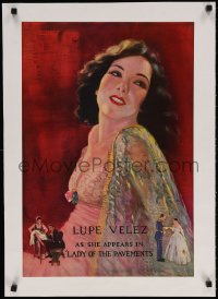 6t158 LADY OF THE PAVEMENTS linen 16x24 special poster 1929 Pancoast art of Lupe Velez, ultra rare!