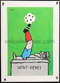6t165 RAYMOND SAVIGNAC linen 15x23 French special poster 1995 art of Saint-Denis tomb w/soccer leg!