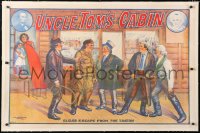 6t077 UNCLE TOM'S CABIN linen 28x43 stage poster 1920s stone litho of Eliza's escape from the tavern!
