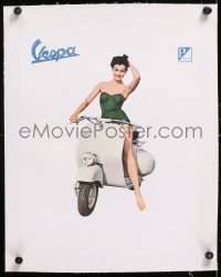 6t202 VESPA linen 12x16 Italian advertising poster 1950s sexy woman in swimsuit on the scooter!