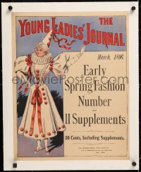 6t203 YOUNG LADIES' JOURNAL linen 15x19 advertising poster March 1896 Early Spring Fashion Number!