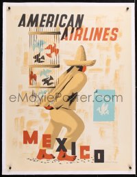 6t121 AMERICAN AIRLINES MEXICO linen 30x40 travel poster 1948 cool art by Edward McKnight Kauffer!
