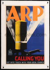 6t078 ARP CALLING YOU linen 20x30 English WWII war poster 1938 Pat Keely art, Air Raid Precaution!