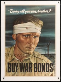 6t084 DOING ALL YOU CAN BROTHER linen 29x41 WWII war poster 1943 Sloan art of wounded soldier!