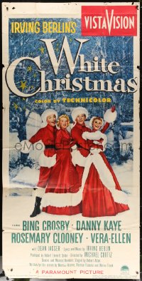 6w115 WHITE CHRISTMAS 3sh 1954 Bing Crosby, Danny Kaye, Clooney, Vera-Ellen, classic, ultra rare!