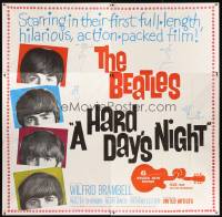 6w033 HARD DAY'S NIGHT 6sh 1964 great image of The Beatles, rock & roll classic!