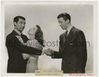 6w339 PHILADELPHIA STORY 8x10.25 still 1940 Katharine Hepburn between Grant & Stewart shaking hands!