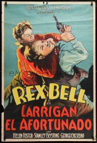 6w217 LUCKY LARRIGAN Argentinean 1932 art of cowboy Rex Bell in death struggle, very rare!