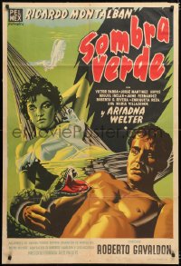 6w121 SOMBRA VERDE Argentinean 1956 Ricardo Montalban w/snake & sexy Ariadna Welter in hammock!