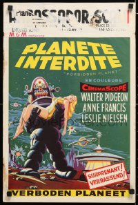 6w225 FORBIDDEN PLANET Belgian 1956 great artwork of Robby the Robot carrying Anne Francis!