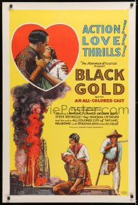 6w264 BLACK GOLD 1sh 1927 art, Norman Studios all-black thrilling oil fields epic!