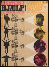 6w210 HELP Danish 1966 The Beatles, John, Paul, George & Ringo c/u & by projector, very rare!