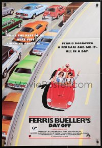 6w145 FERRIS BUELLER'S DAY OFF English 1sh 1986 completely different art of Broderick in Ferrari!