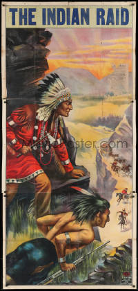 6w116 INDIAN RAID English 3sh 1913 great art of Native Americans preparing for ambush, ultra rare!