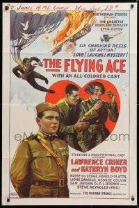 6w171 FLYING ACE 1sh 1926 cool all-black aviation, the greatest airplane thriller ever produced!