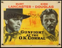 6w075 GUNFIGHT AT THE O.K. CORRAL 1/2sh 1957 c/u portraits of Burt Lancaster & Kirk Douglas, rare!