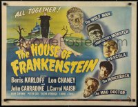 6w076 HOUSE OF FRANKENSTEIN 1/2sh 1944 Boris Karloff & top monster stars in make-up, ultra rare!