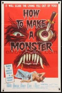 6w174 HOW TO MAKE A MONSTER 1sh 1958 ghastly ghouls, it will scare the living yell out of you!