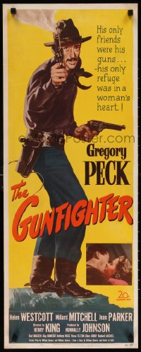 6w062 GUNFIGHTER insert 1950 full-length Gregory Peck's only friends were his guns, ultra rare!