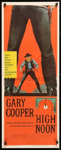 6w063 HIGH NOON insert 1952 best different art of marshal Gary Cooper between legs of Frank Miller!