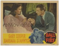 6w389 BALL OF FIRE LC 1941 close up of Gary Cooper holding hands with sexiest Barbara Stanwyck!