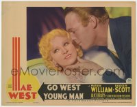 6w433 GO WEST YOUNG MAN LC 1936 best romantic super close up of Randolph Scott & sexy Mae West!