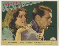 6w454 MAN FROM WYOMING LC 1930 scared June Collyer tightly clings to Gary Cooper from behind!