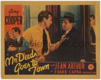 6w457 MR. DEEDS GOES TO TOWN LC 1936 close up of Gary Cooper grabbing Lionel Stander, Frank Capra!