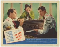6w098 ON OUR MERRY WAY signed LC #7 1948 by James Stewart, at piano w/Henry Fonda & Burgess Meredith